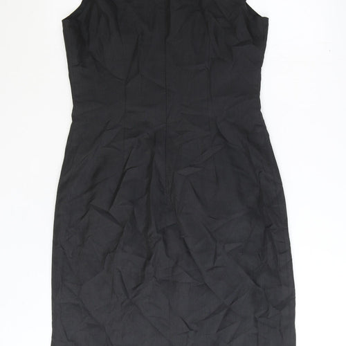 Josephine Sasso Womens Black Polyester Pencil Dress Size S Scoop Neck Zip