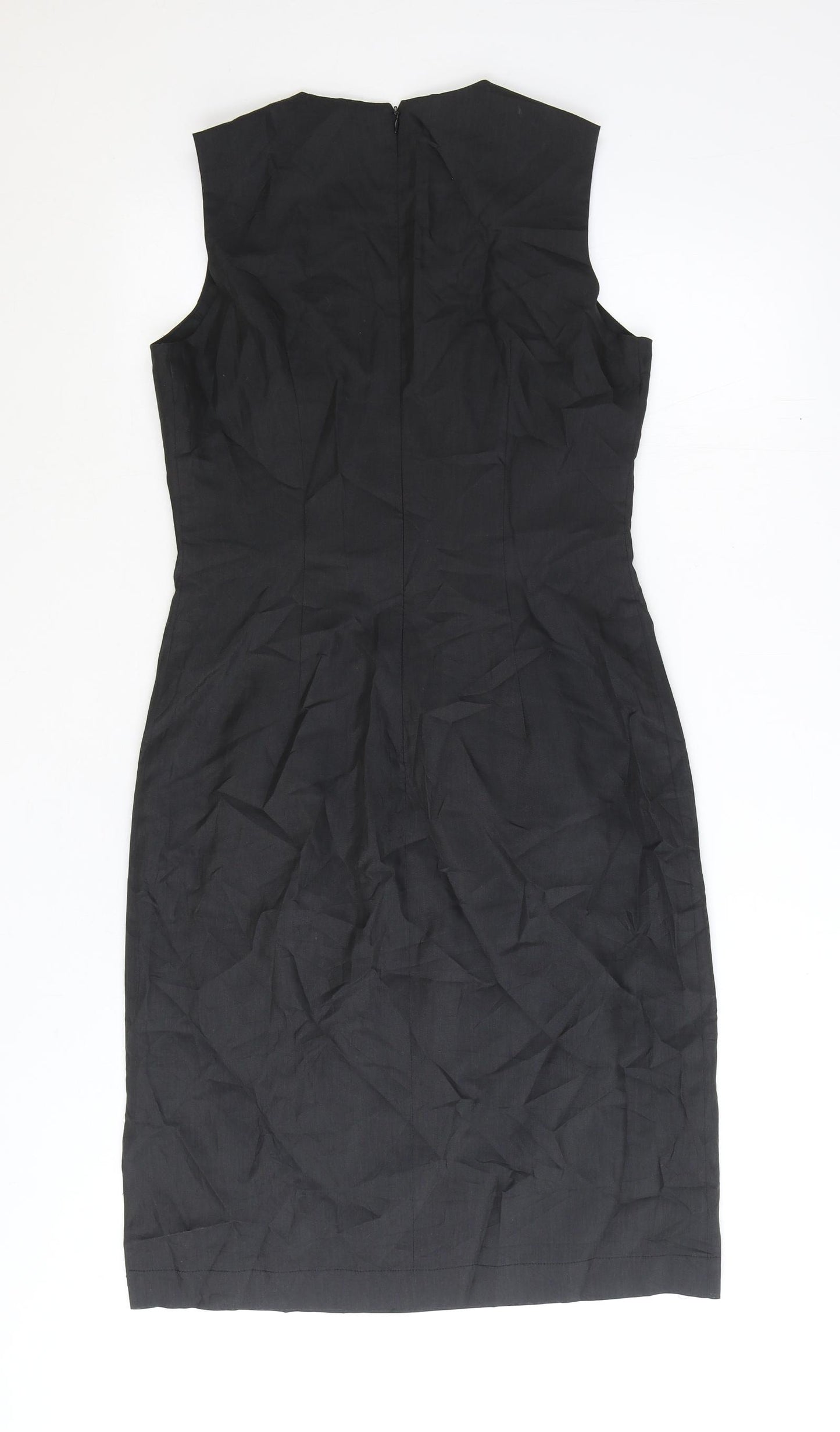 Josephine Sasso Womens Black Polyester Pencil Dress Size S Scoop Neck Zip