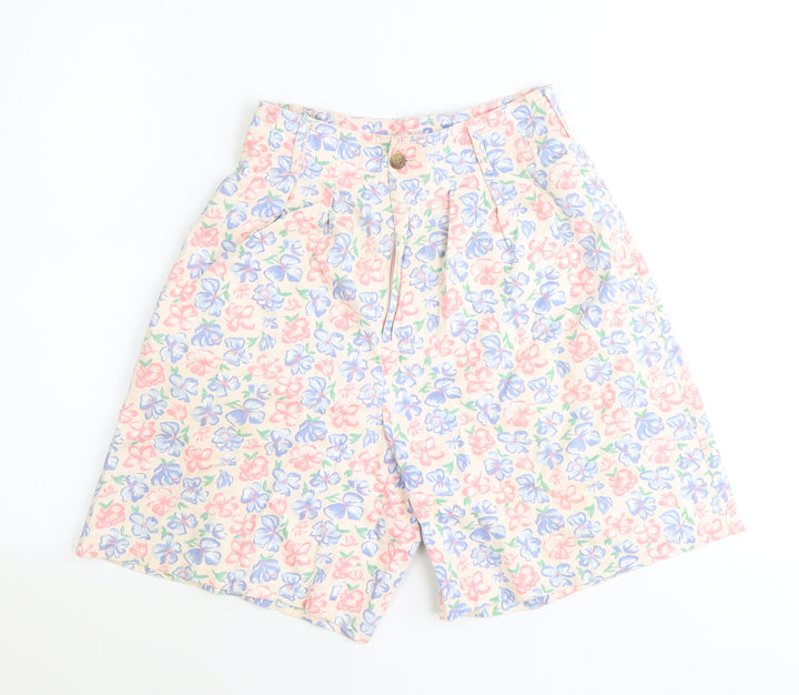 Intentions Womens Pink Floral Polyester Bermuda Shorts Size 6 Regular Zip