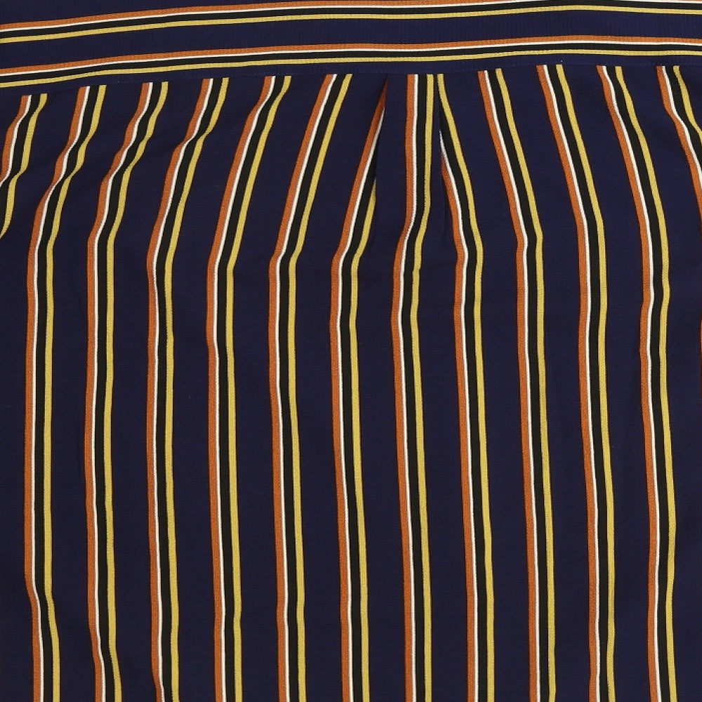 Damart Womens Orange Striped Polyester Basic Blouse Size 28 V-Neck