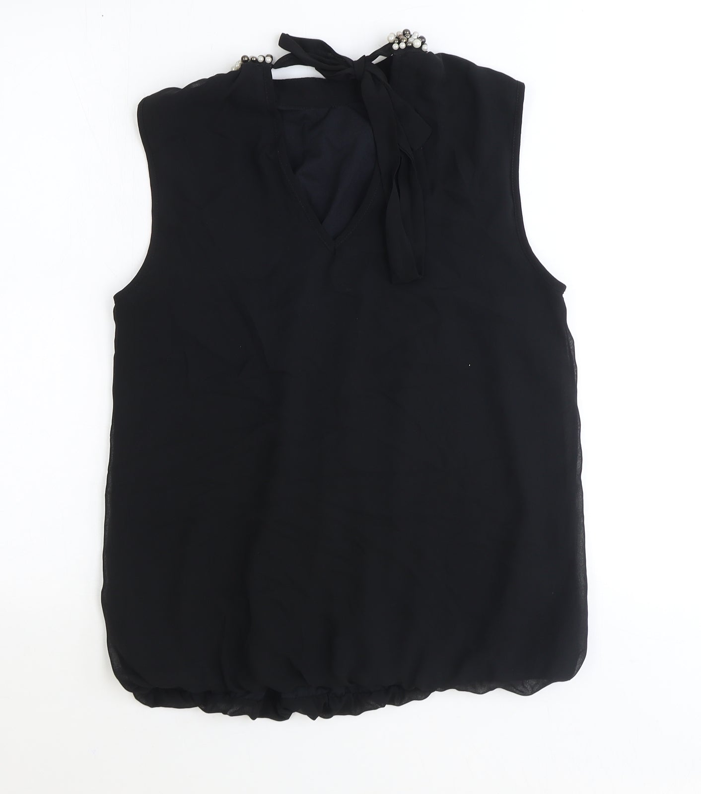 Dorothy Perkins Womens Black Polyester Basic Tank Size 12 Round Neck