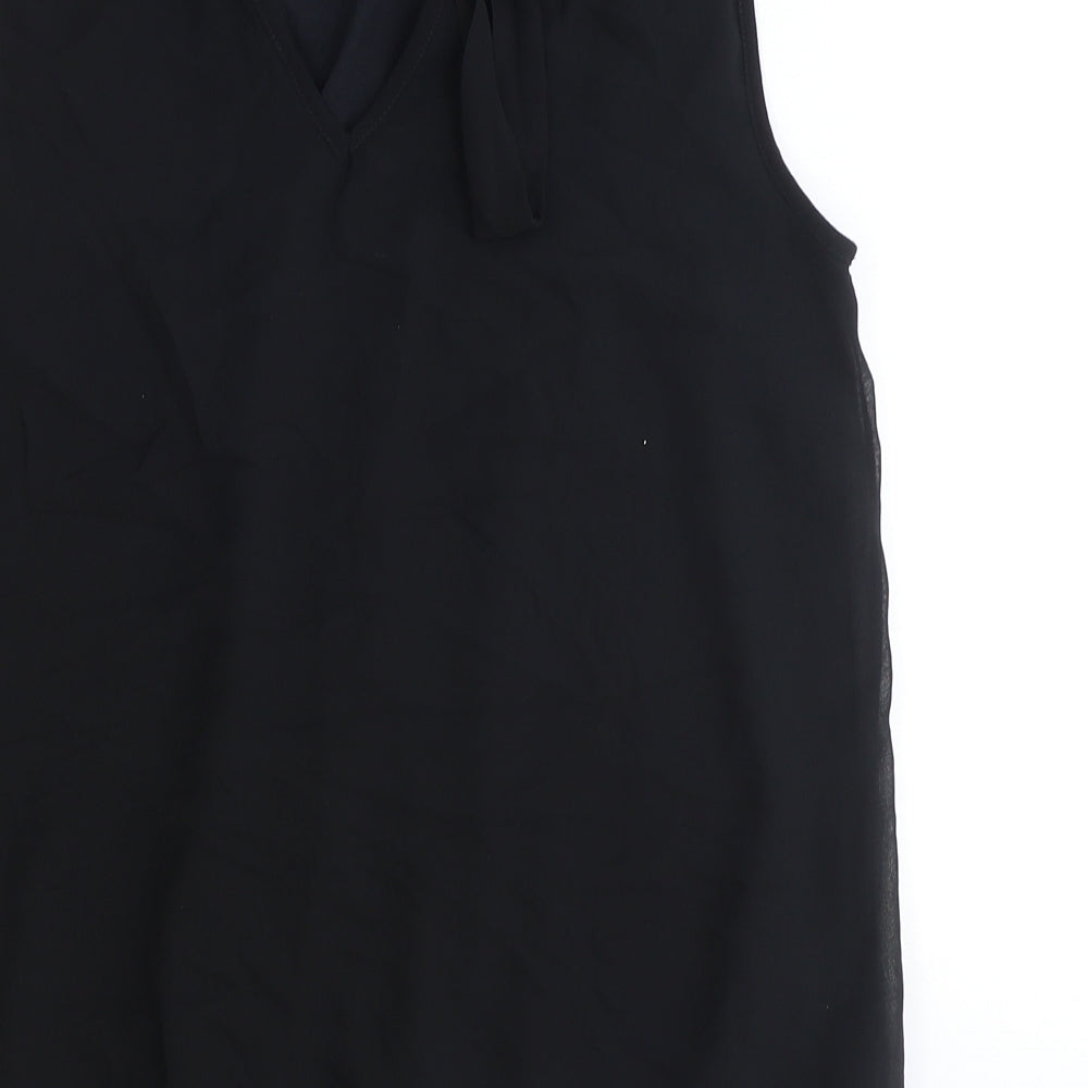 Dorothy Perkins Womens Black Polyester Basic Tank Size 12 Round Neck