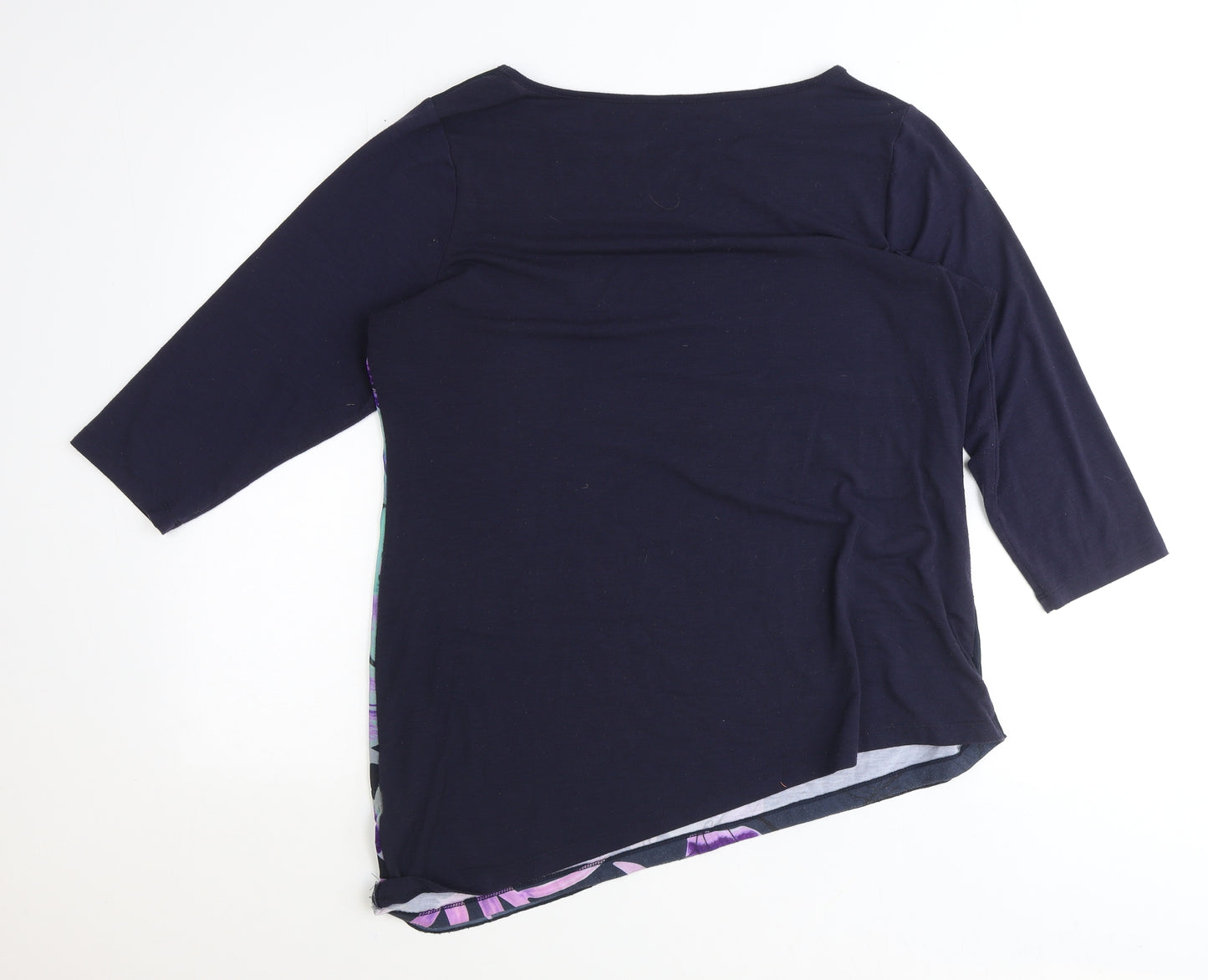 Per Una Womens Blue Polyester Basic T-Shirt Size 18 Round Neck - Floral