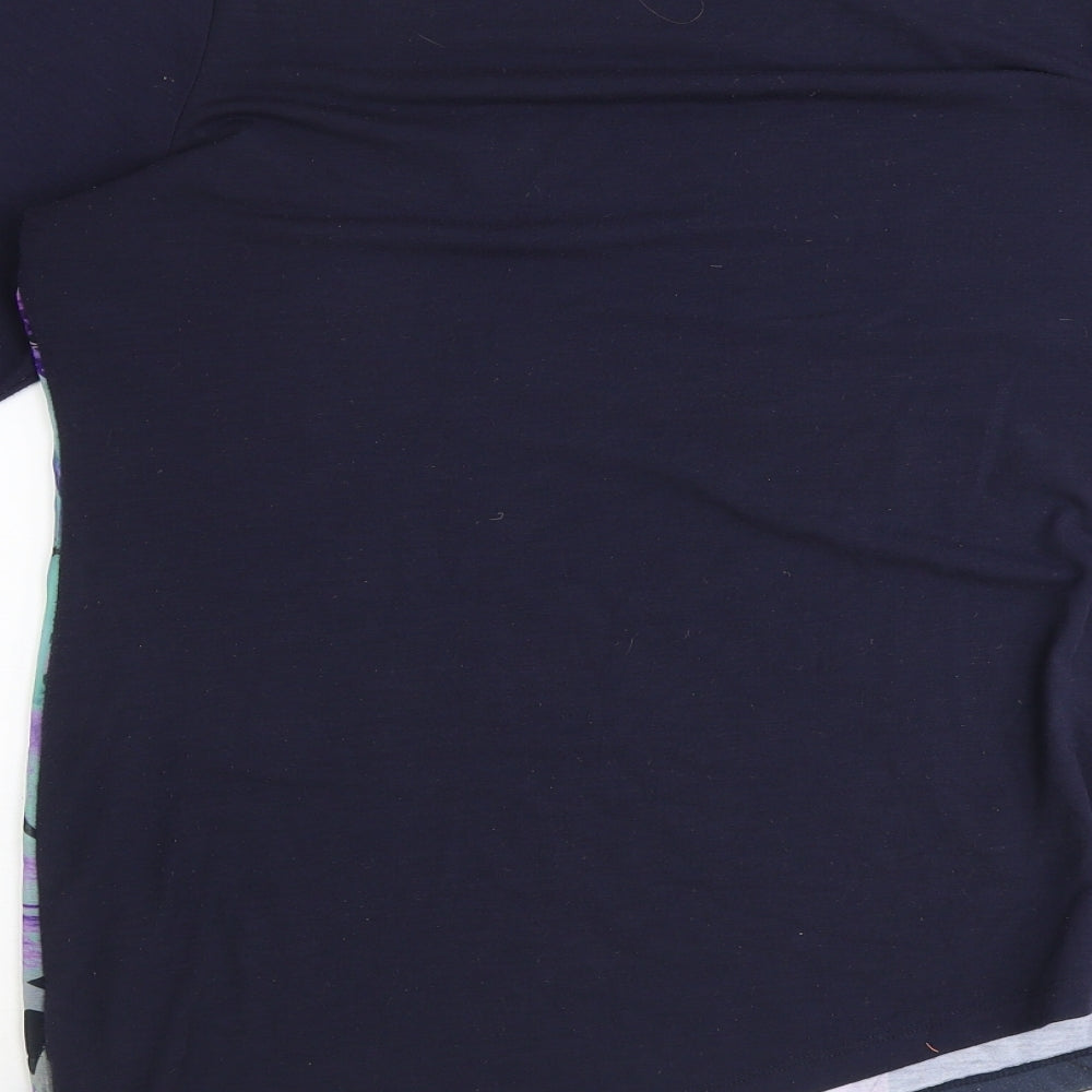 Per Una Womens Blue Polyester Basic T-Shirt Size 18 Round Neck - Floral