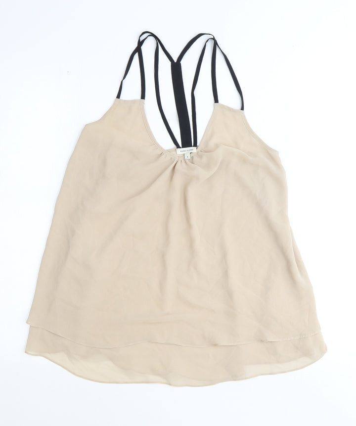 River Island Womens Beige Polyester Basic Tank Size 8 Round Neck