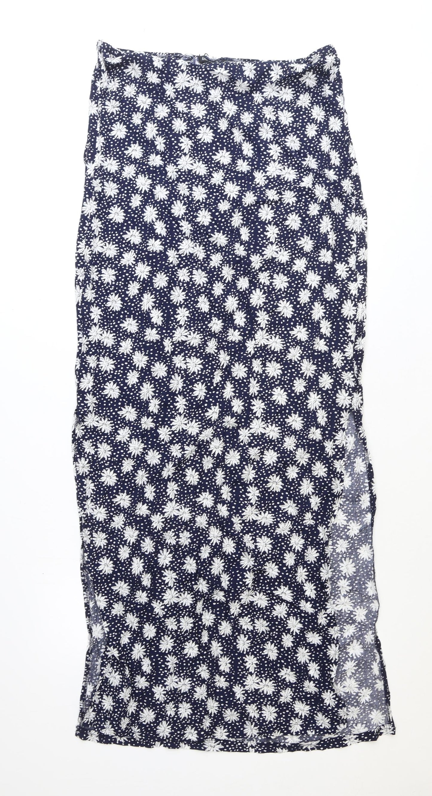 Boohoo Womens Blue Floral Polyester Maxi Skirt Size 16 Zip