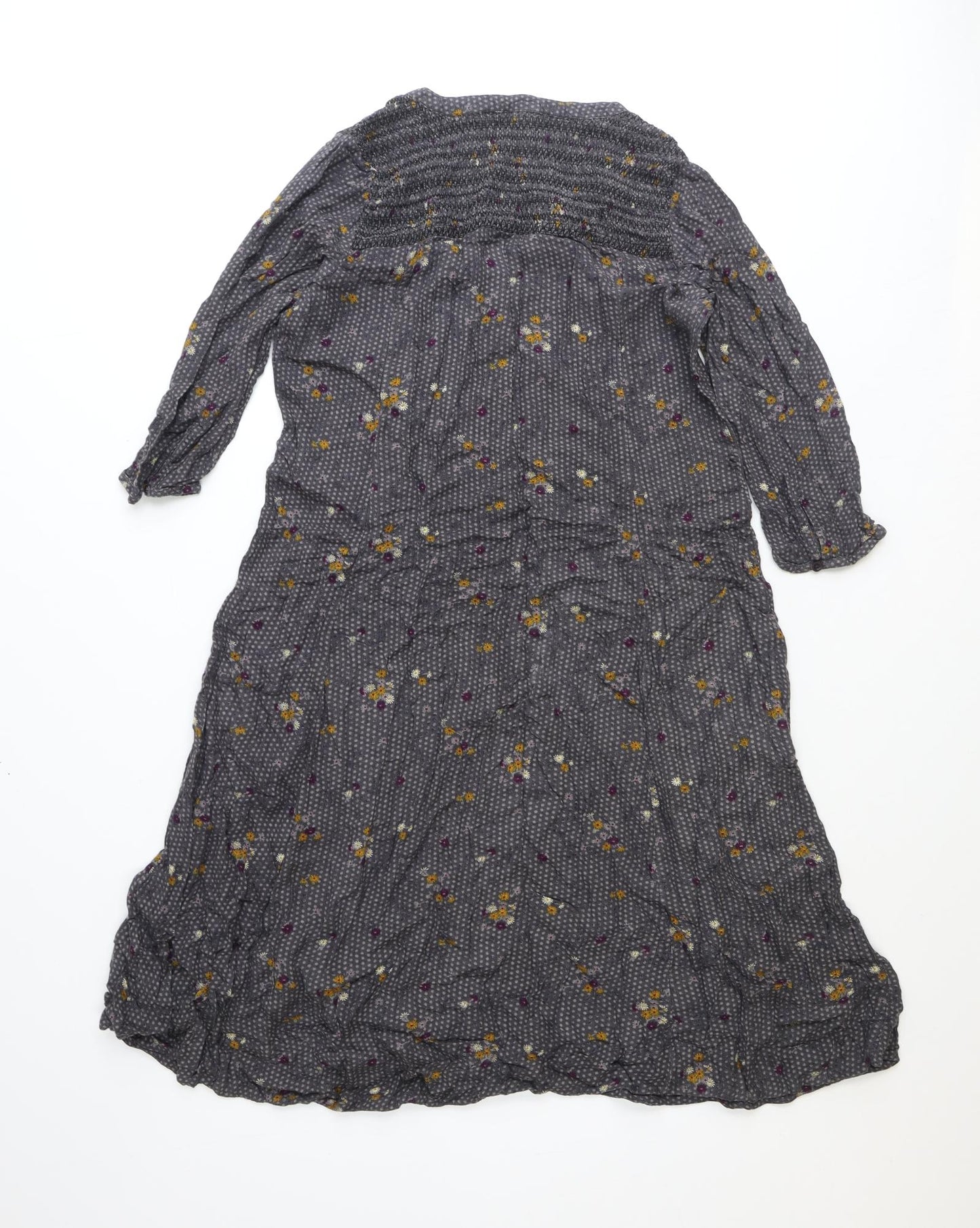 Fat Face Womens Black Floral Polyester A-Line Size 10 V-Neck Pullover