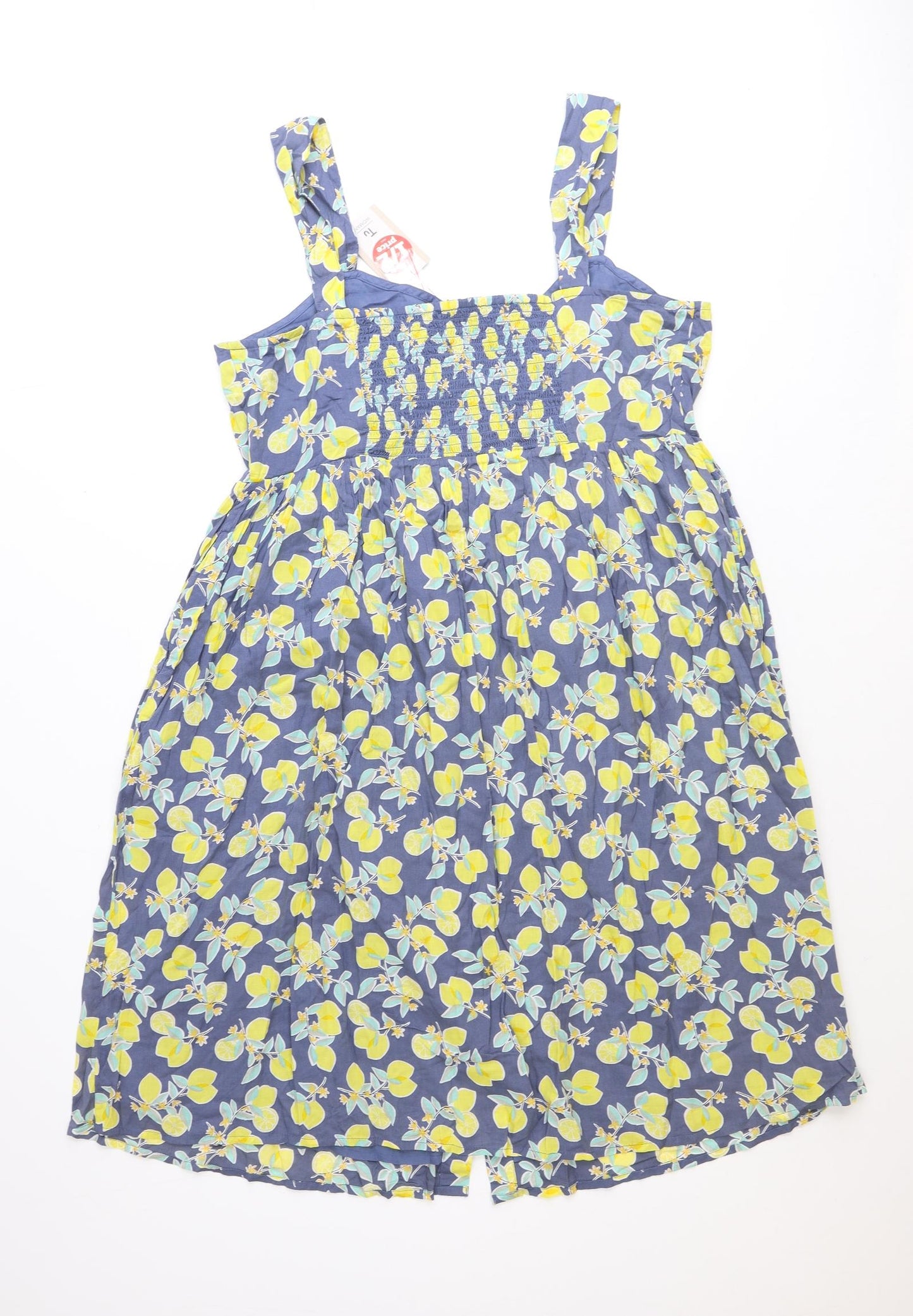 TU Womens Blue Geometric Polyester A-Line Size 18 Scoop Neck Pullover - Lemons