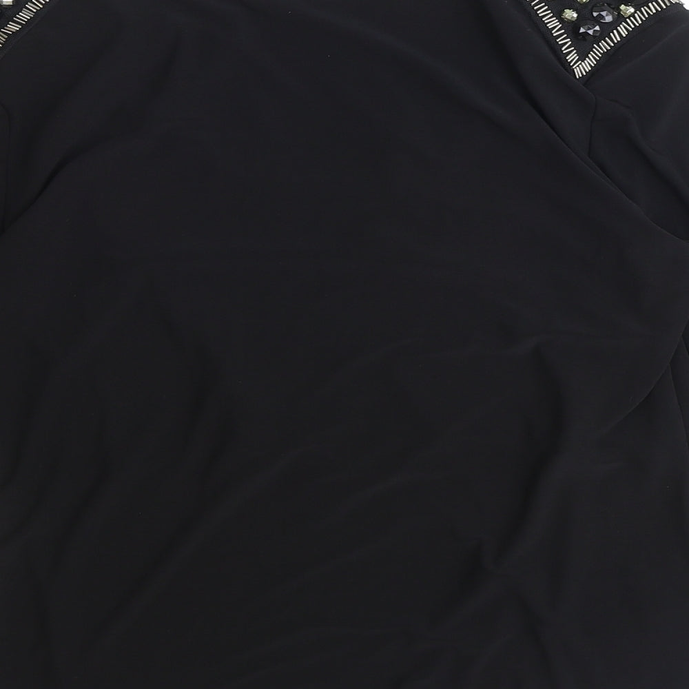 CC Womens Black Polyester Basic T-Shirt Size M Cowl Neck - Shoulder Detail