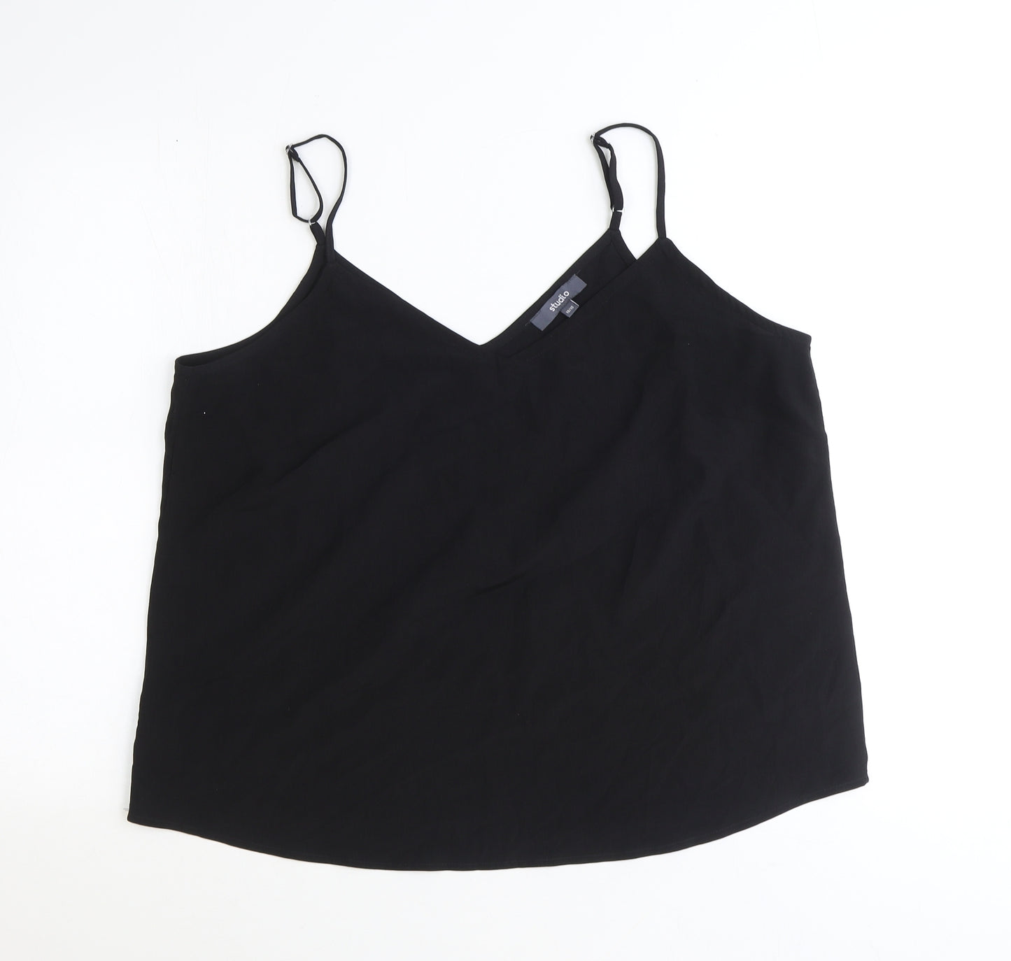 Studio Womens Black Viscose Basic Tank Size 16 V-Neck