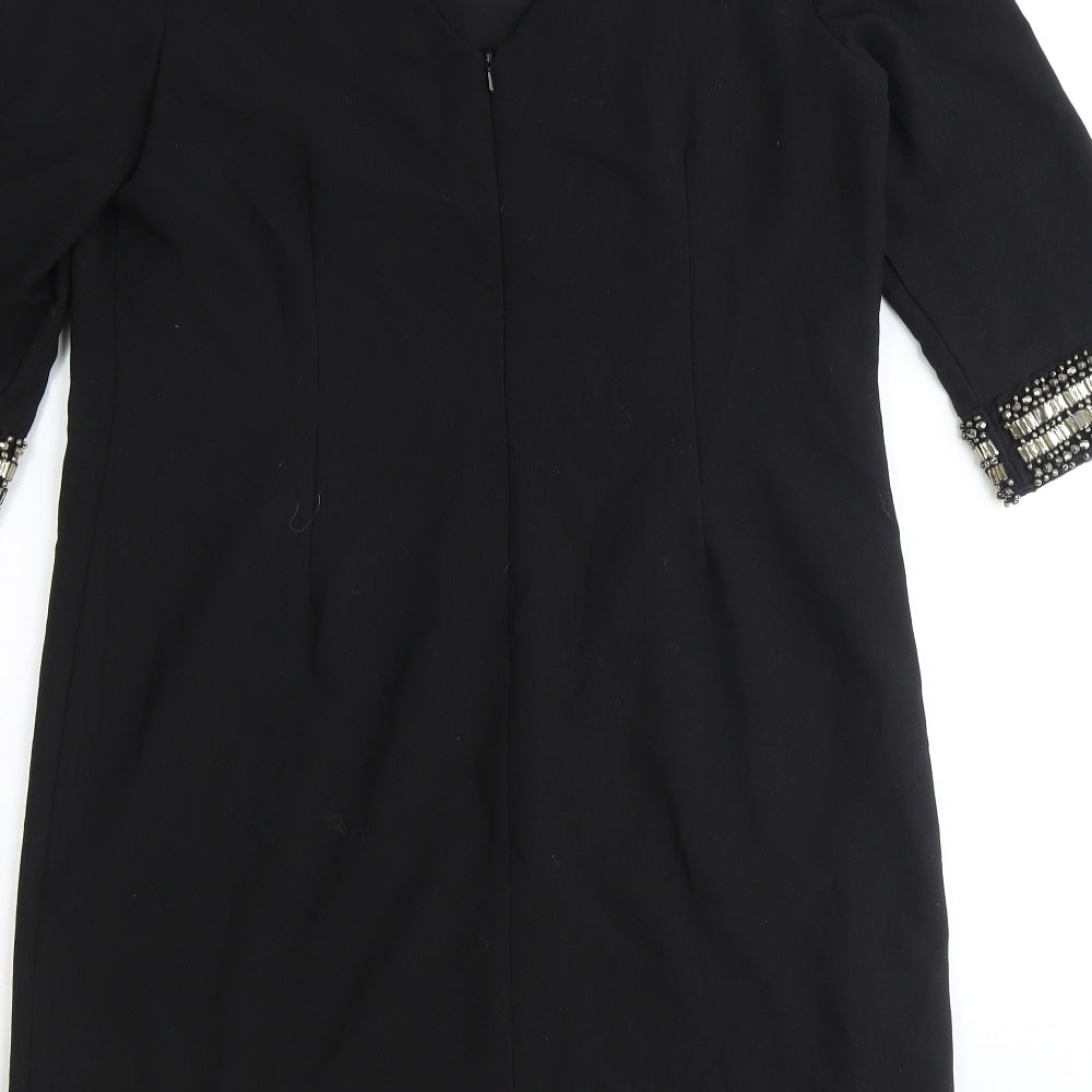 NEXT Womens Black Polyester Shift Size 14 Scoop Neck Zip