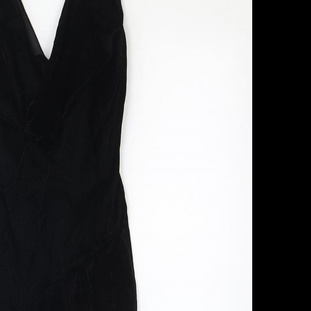 ASOS Womens Black Polyester Mini Size 8 V-Neck Tie - Lace Up Back Detail
