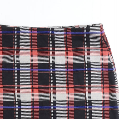 Marks and Spencer Womens Black Plaid Polyester Mini Skirt Size 12