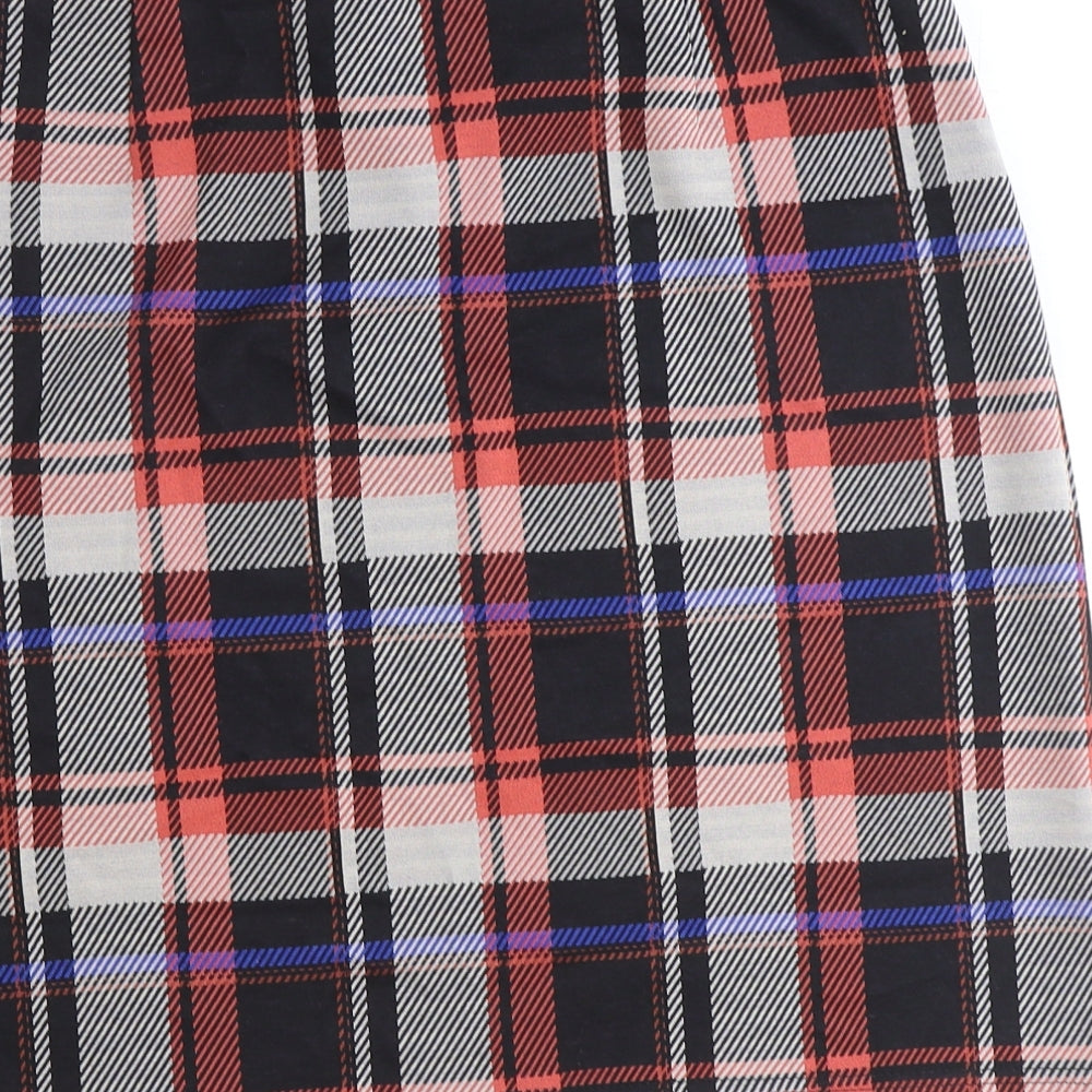 Marks and Spencer Womens Black Plaid Polyester Mini Skirt Size 12