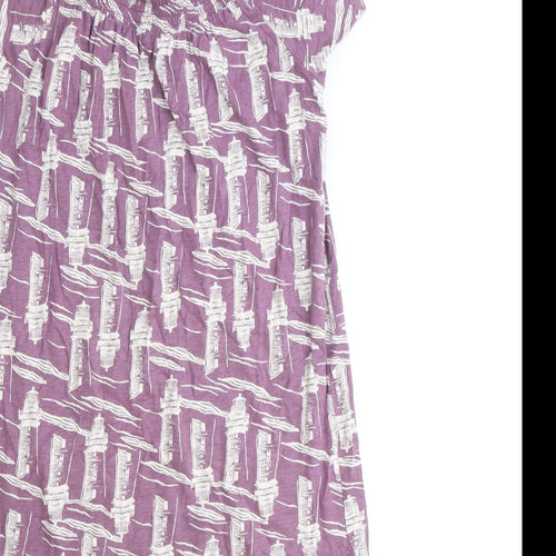 White Stuff Womens Purple Geometric Polyester A-Line Size 8 Boat Neck Pullover - Lighthouse, Bardot