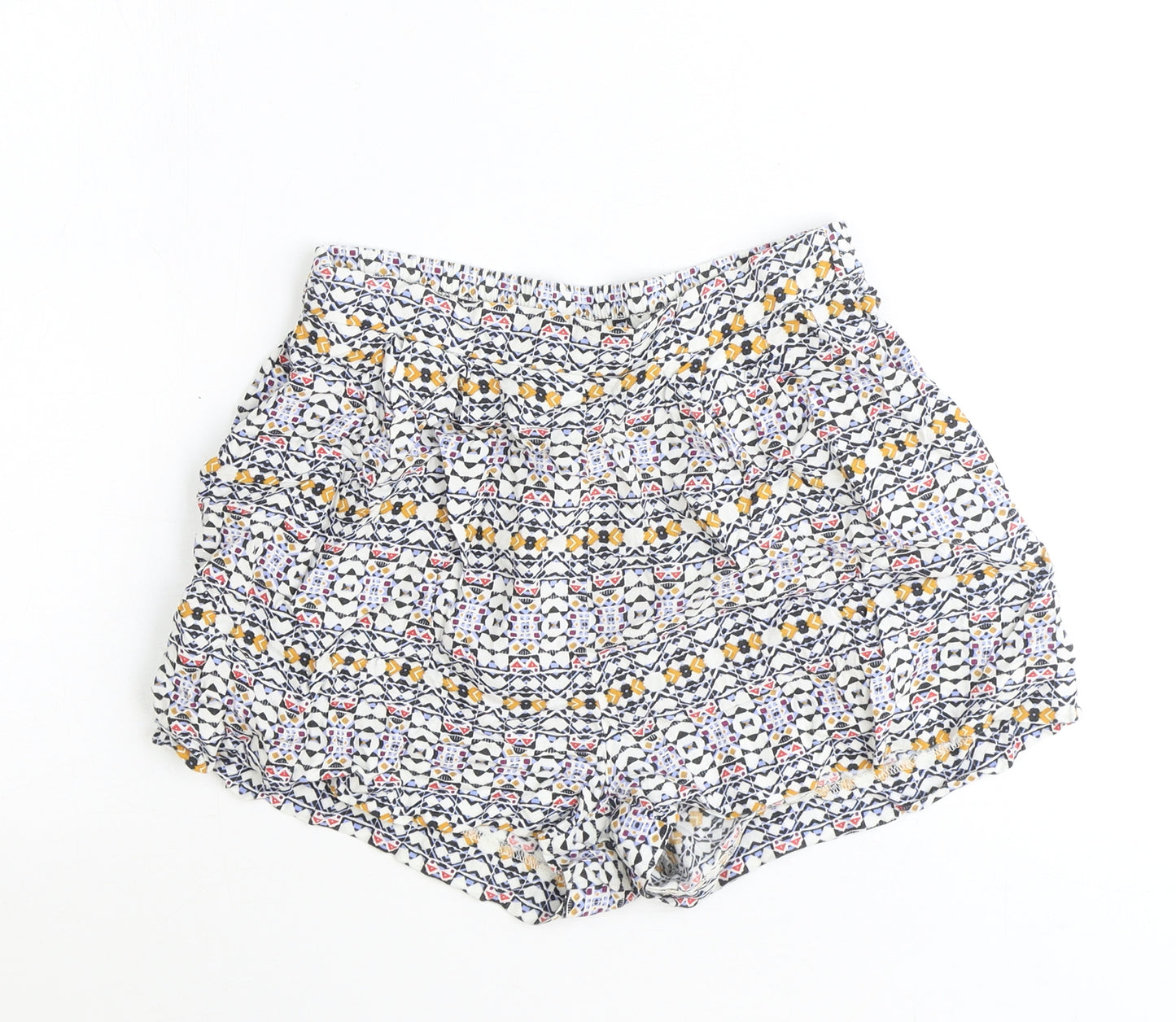 H&M Womens Blue Geometric Polyester Skimmer Shorts Size 6 Regular Pull On