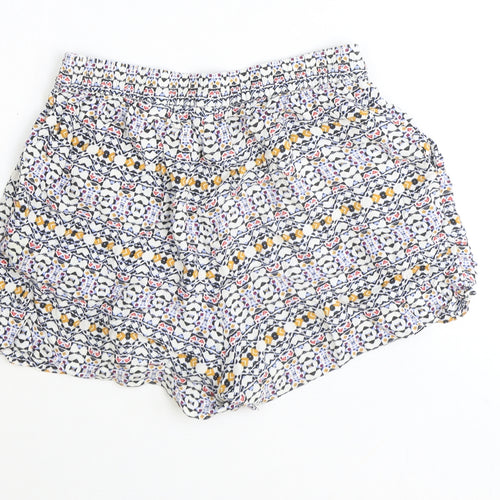 H&M Womens Blue Geometric Polyester Skimmer Shorts Size 6 Regular Pull On