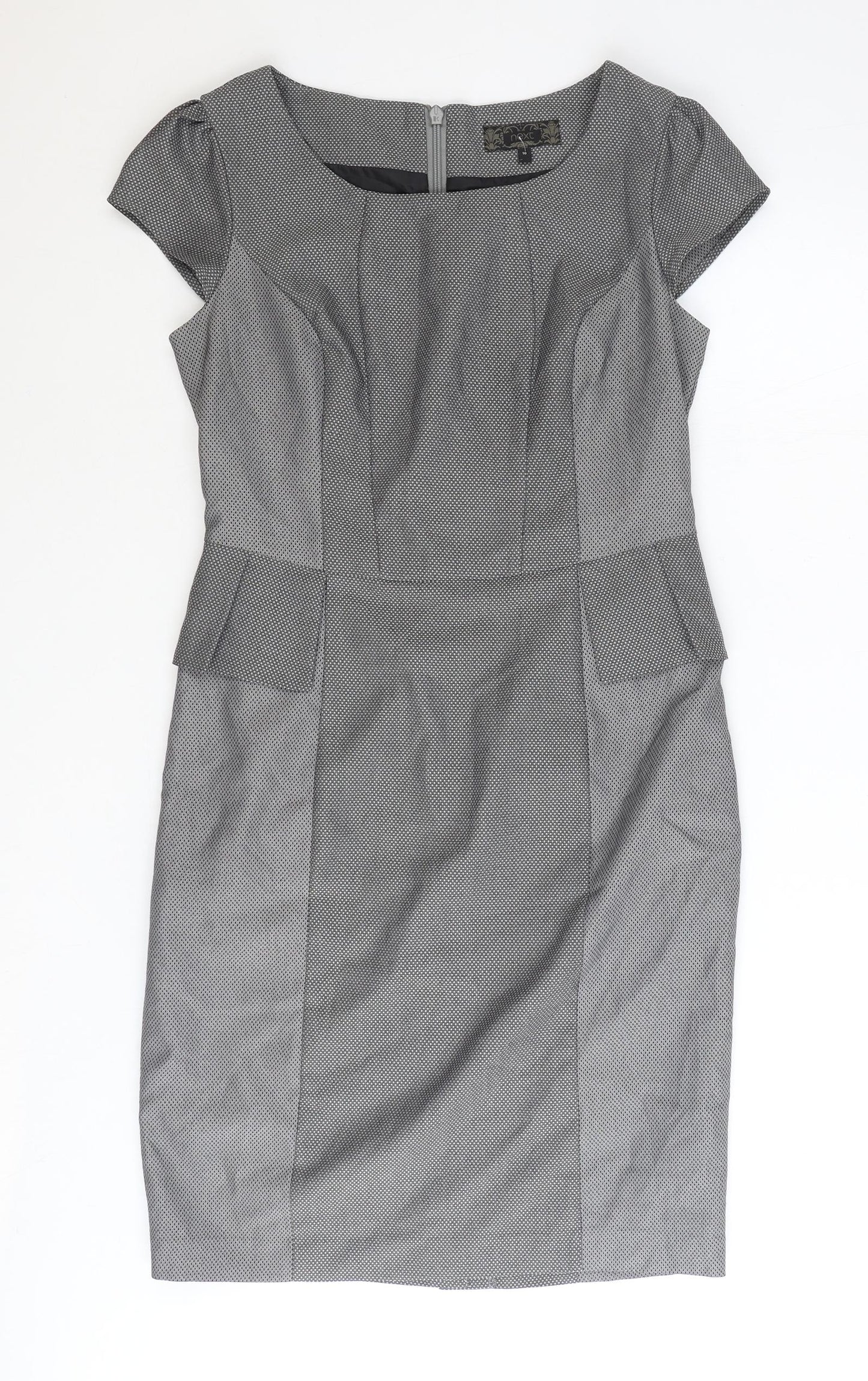 NEXT Womens Black Polyester Pencil Dress Size 10 Boat Neck Zip
