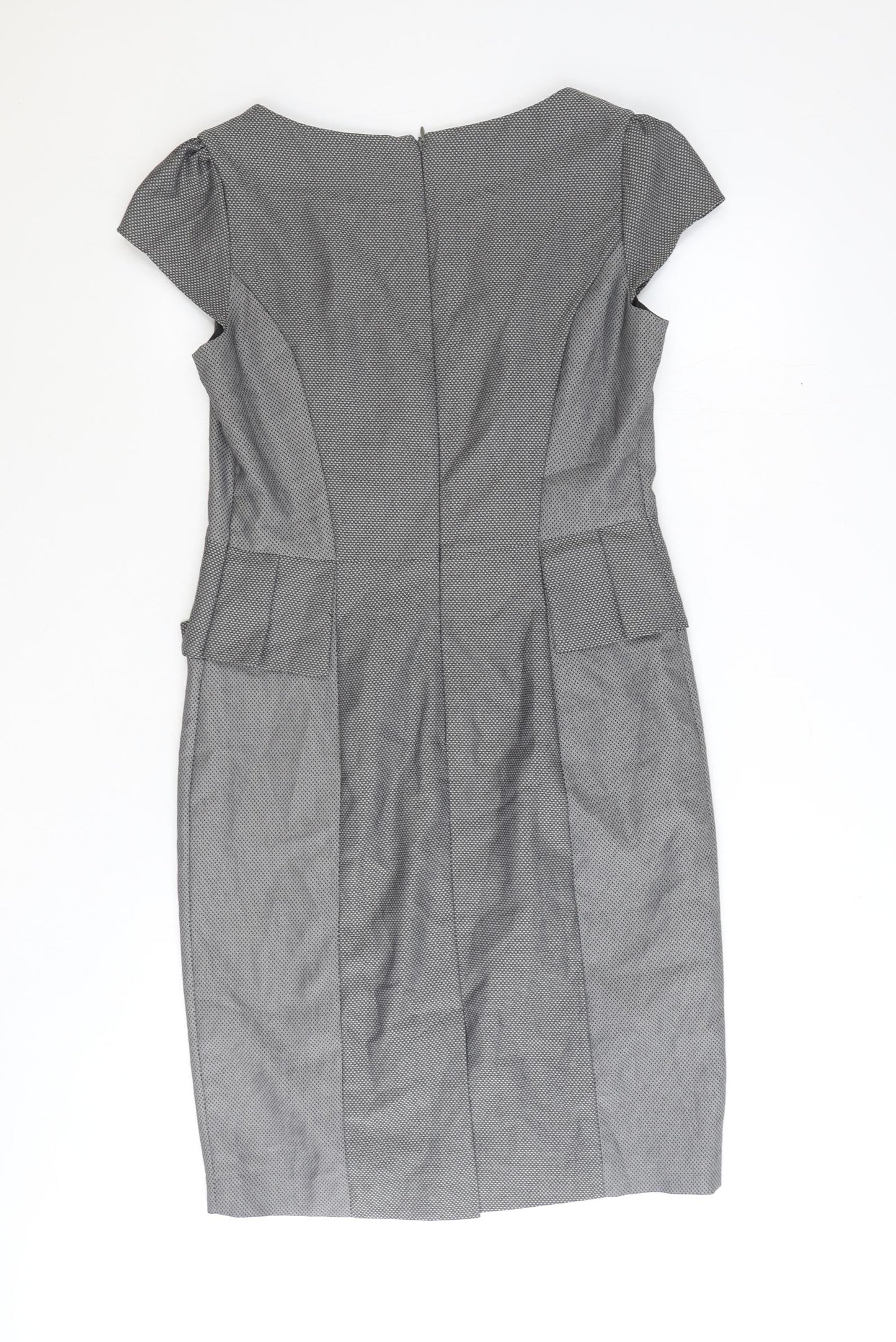 NEXT Womens Black Polyester Pencil Dress Size 10 Boat Neck Zip