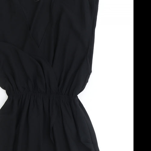 H&M Womens Black Polyester Fit & Flare Size 6 V-Neck Pullover - Elastic Waist
