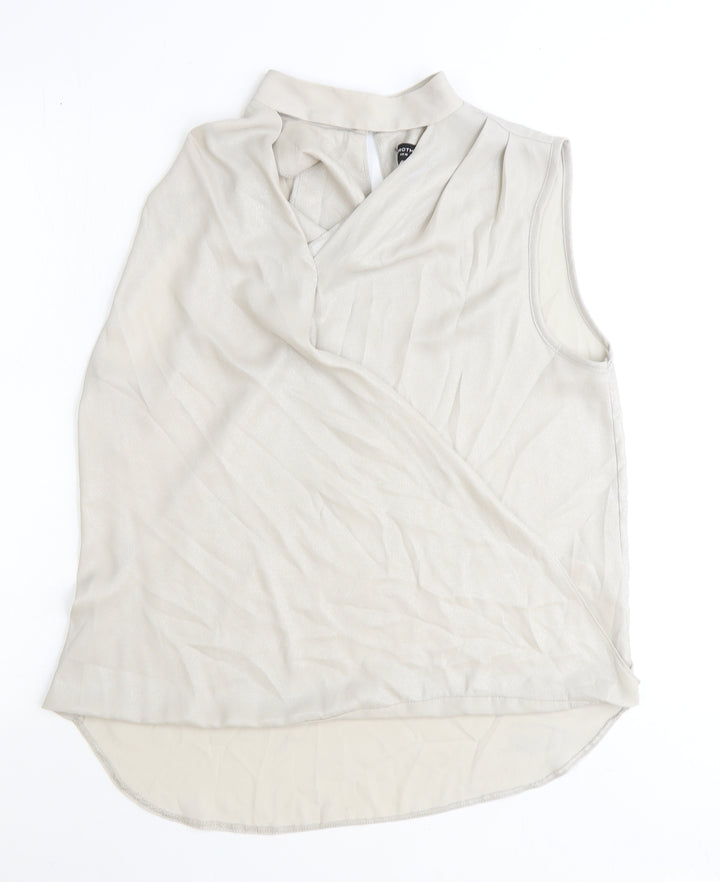 Dorothy Perkins Womens Grey Polyester Basic Tank Size 14 Round Neck