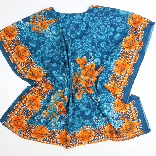 looking glam Womens Multicoloured Floral Polyester Tunic Blouse One Size V-Neck