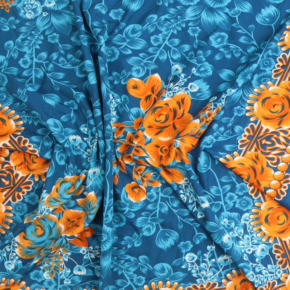 looking glam Womens Multicoloured Floral Polyester Tunic Blouse One Size V-Neck