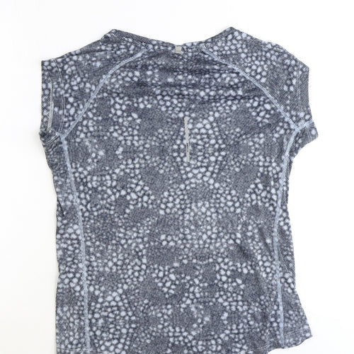 Nike Womens Grey Geometric Polyester Basic T-Shirt Size M V-Neck Pullover