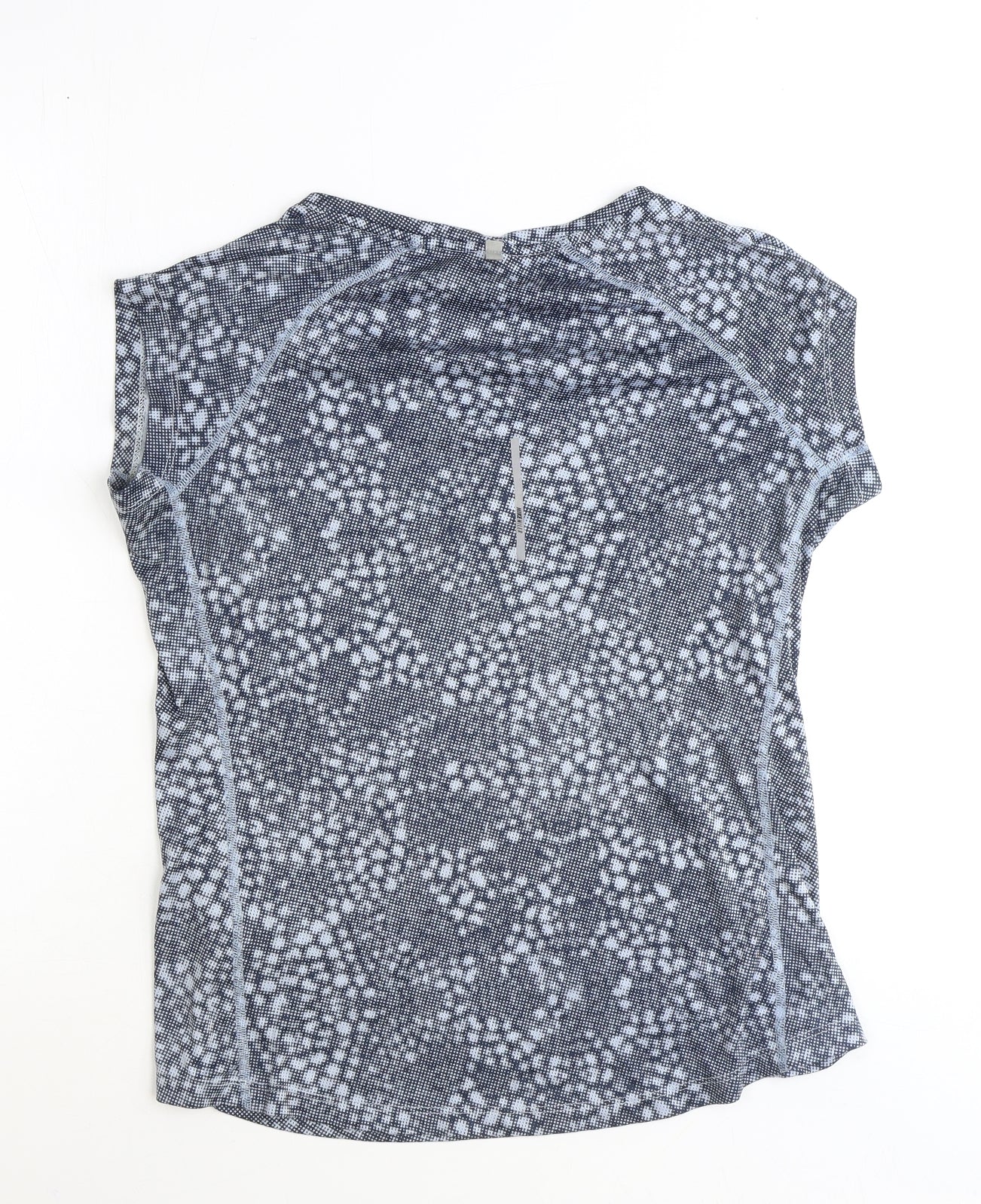 Nike Womens Grey Geometric Polyester Basic T-Shirt Size M V-Neck Pullover