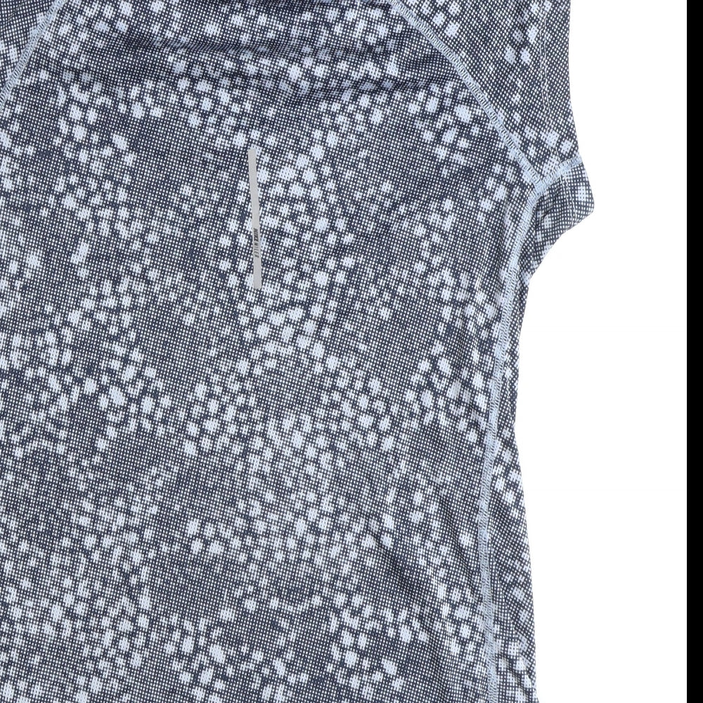Nike Womens Grey Geometric Polyester Basic T-Shirt Size M V-Neck Pullover
