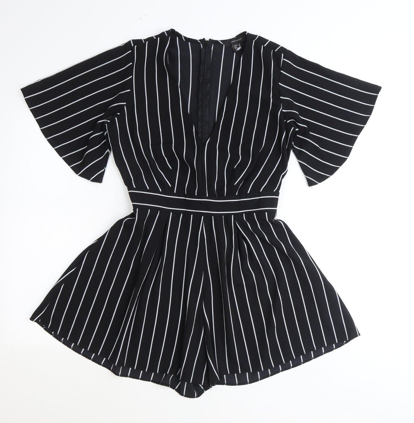 Atmosphere Womens Black Striped Polyester Playsuit One-Piece Size 10 Tie