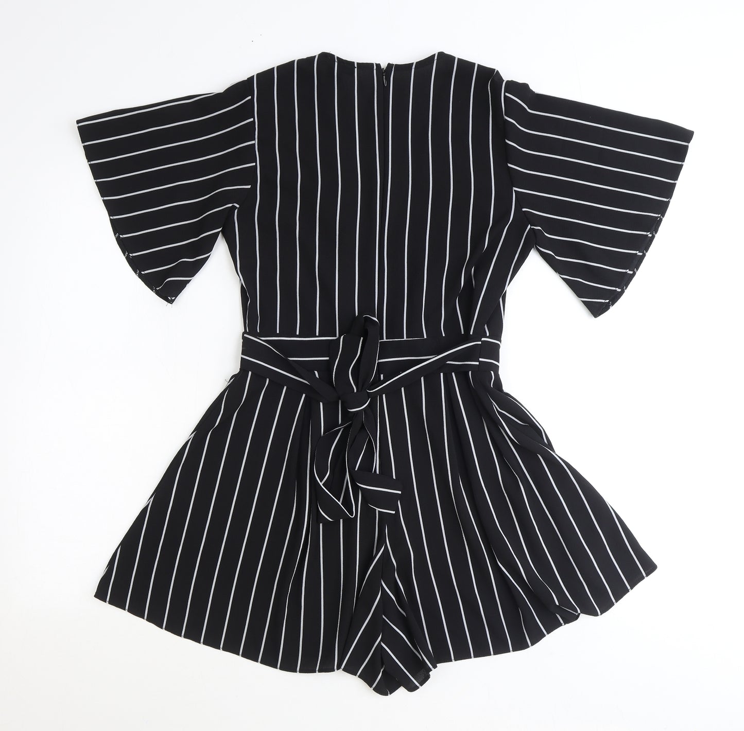 Atmosphere Womens Black Striped Polyester Playsuit One-Piece Size 10 Tie