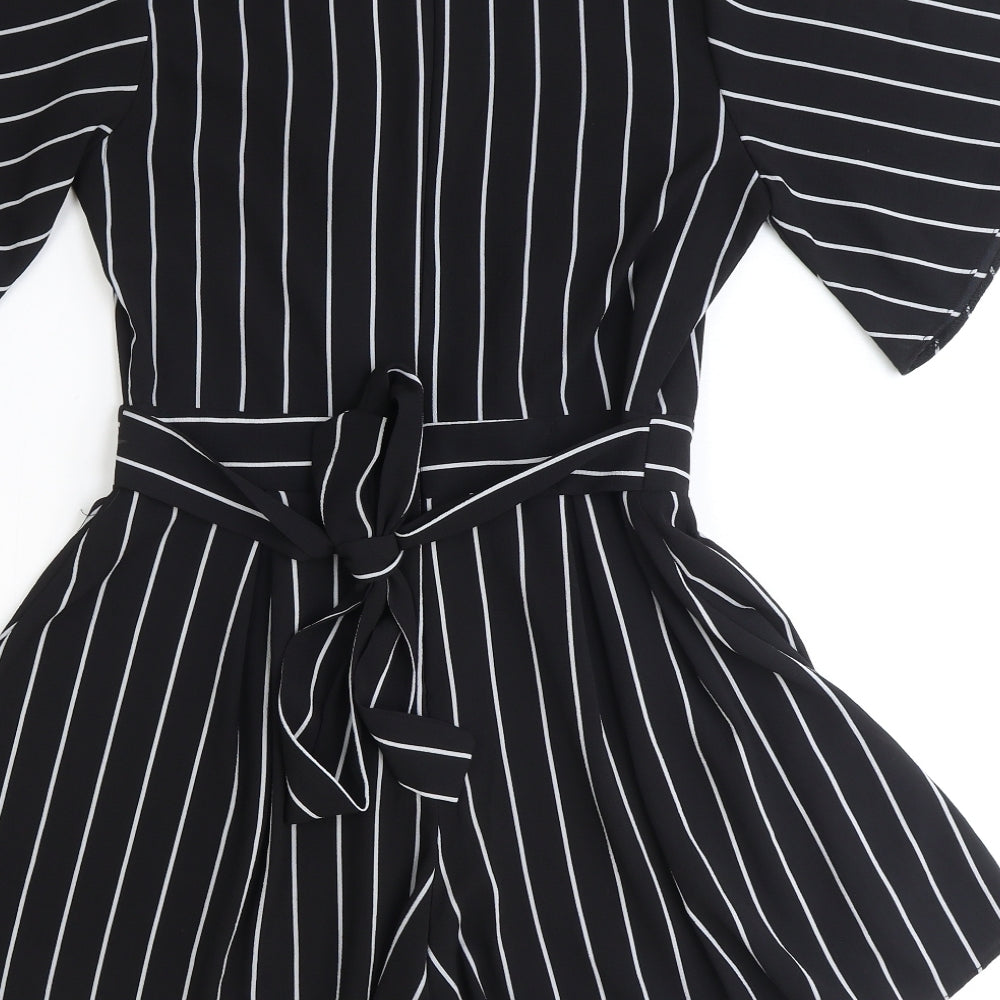 Atmosphere Womens Black Striped Polyester Playsuit One-Piece Size 10 Tie