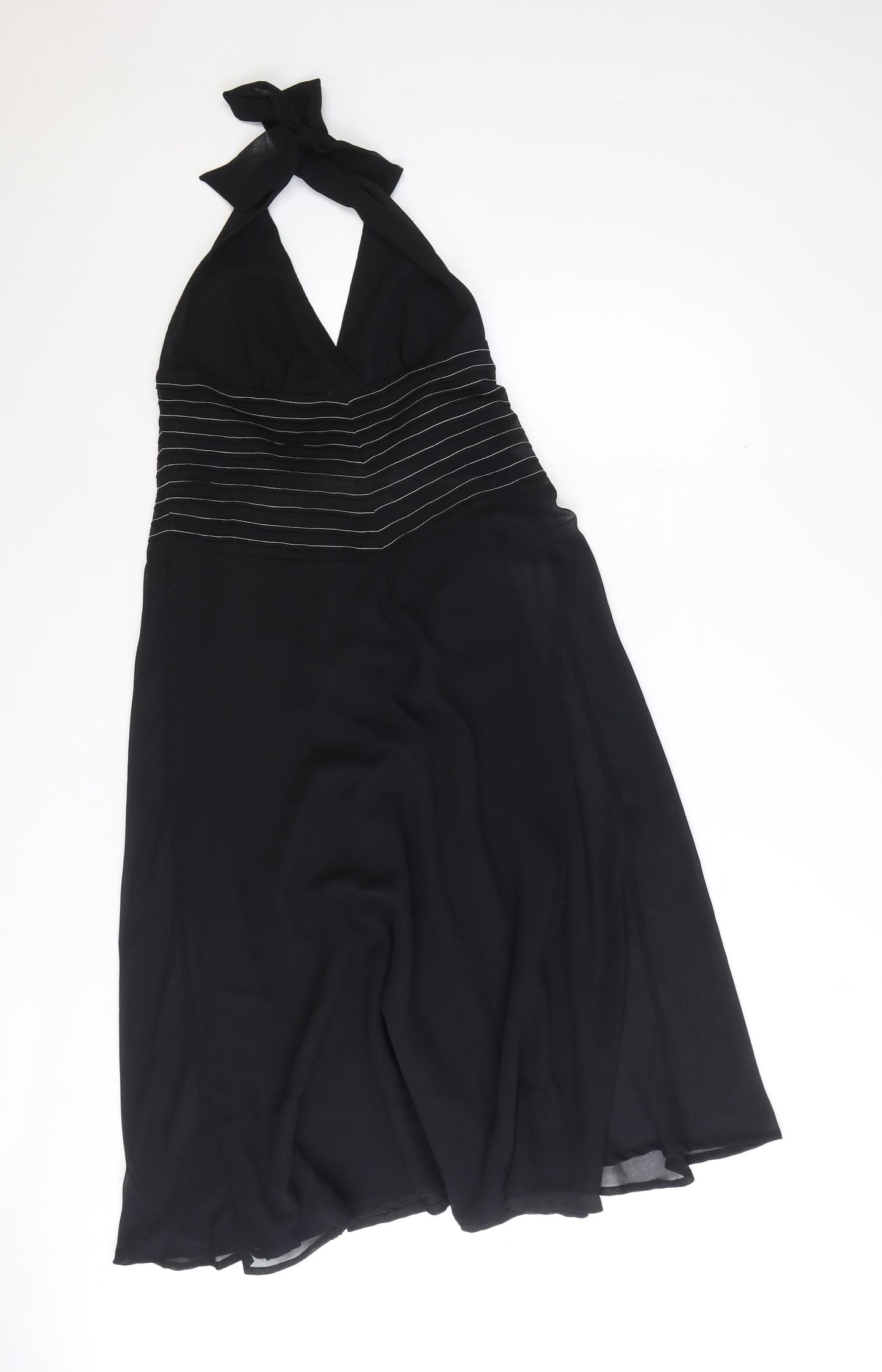 Kaleidoscope Womens Black Polyester A-Line Size 12 Halter Zip