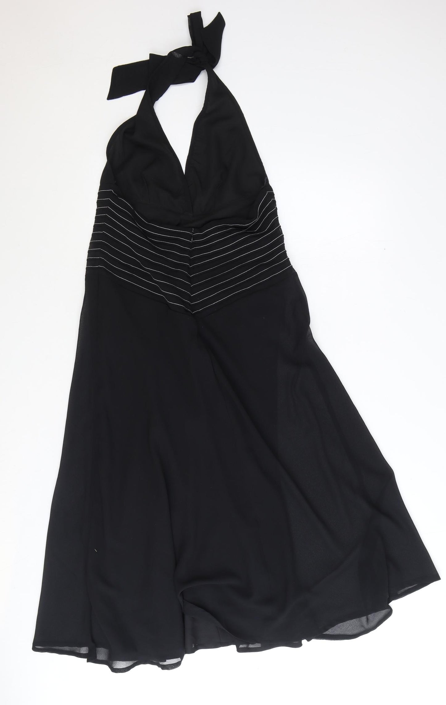 Kaleidoscope Womens Black Polyester A-Line Size 12 Halter Zip