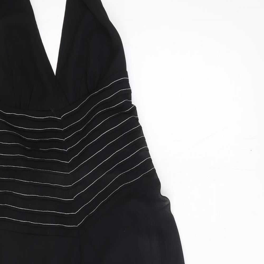 Kaleidoscope Womens Black Polyester A-Line Size 12 Halter Zip