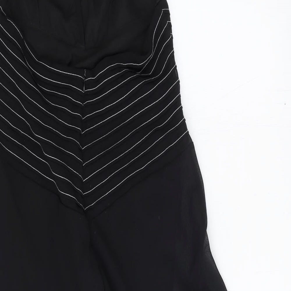 Kaleidoscope Womens Black Polyester A-Line Size 12 Halter Zip