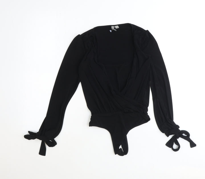 ASOS Womens Black Polyester Bodysuit One-Piece Size 4 Snap