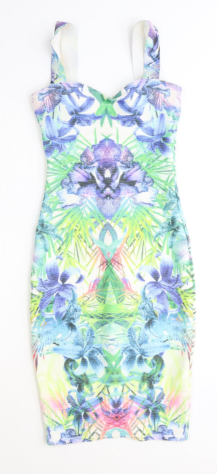 Lipsy Womens Multicoloured Geometric Polyester Pencil Dress Size 6 Sweetheart Zip