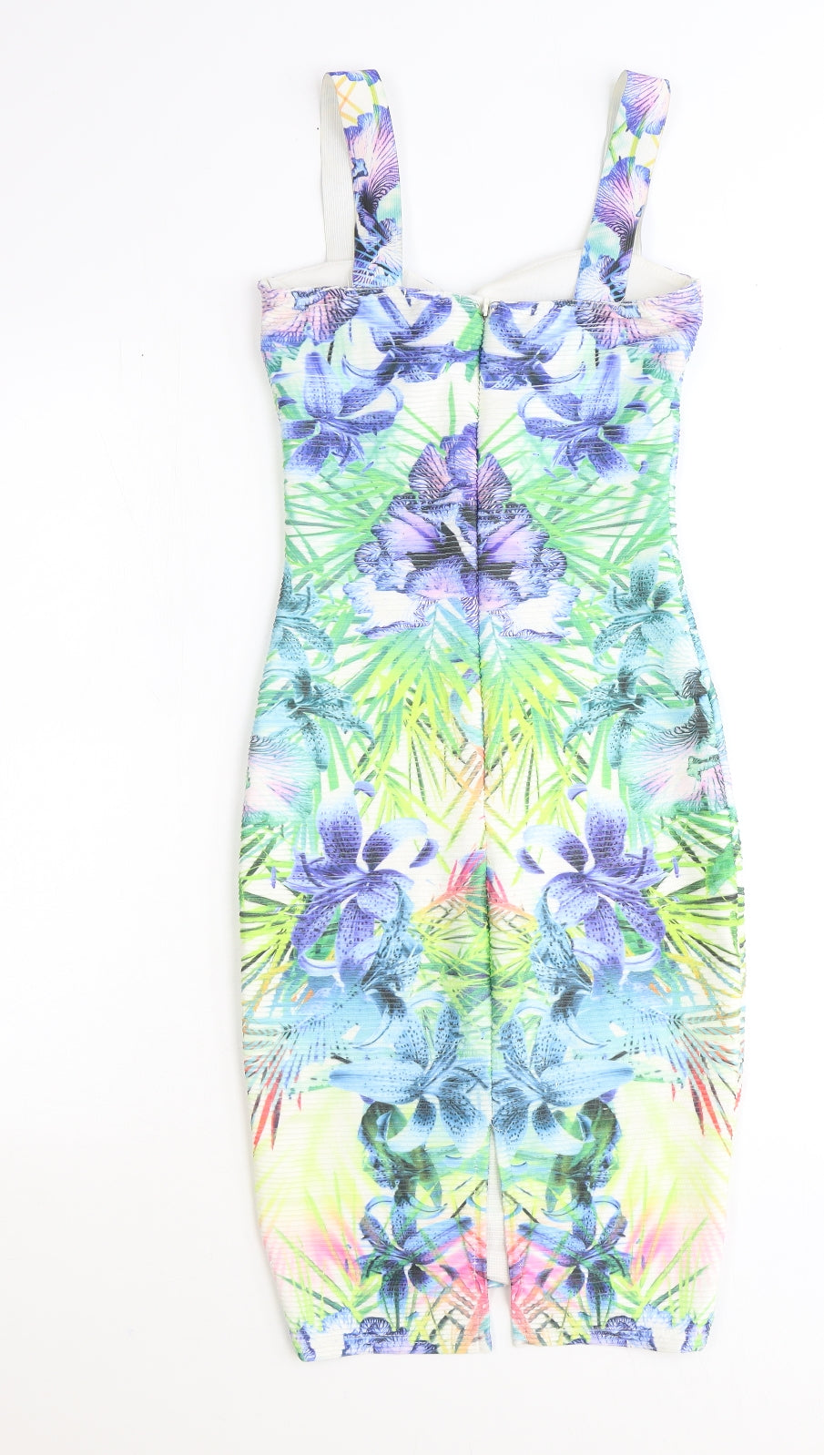 Lipsy Womens Multicoloured Geometric Polyester Pencil Dress Size 6 Sweetheart Zip