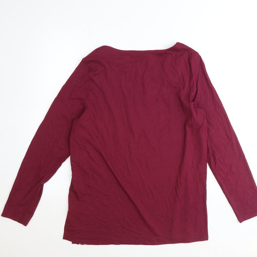 Per Una Womens Red Floral Polyester Basic T-Shirt Size 12 V-Neck