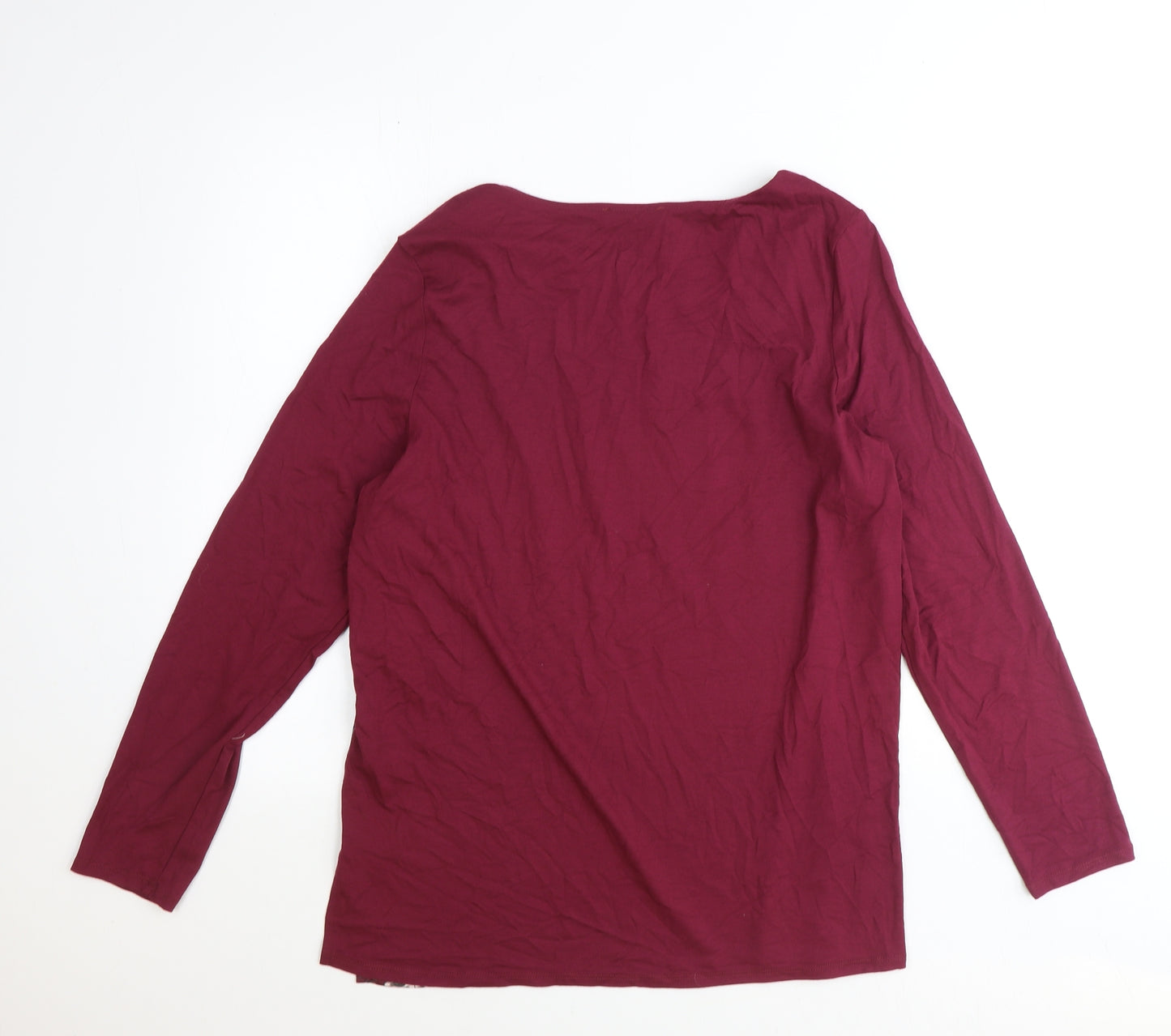 Per Una Womens Red Floral Polyester Basic T-Shirt Size 12 V-Neck