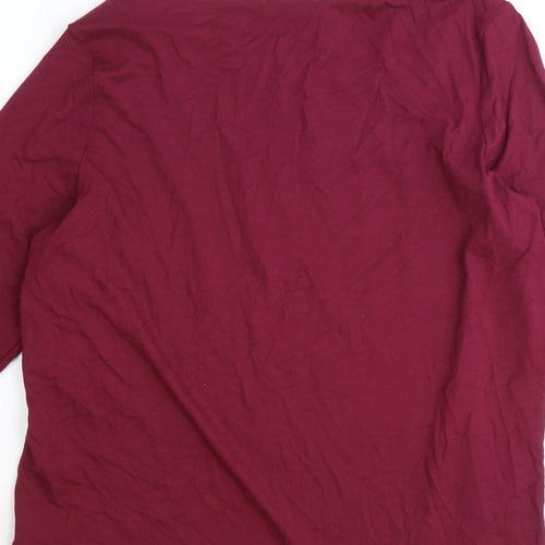 Per Una Womens Red Floral Polyester Basic T-Shirt Size 12 V-Neck
