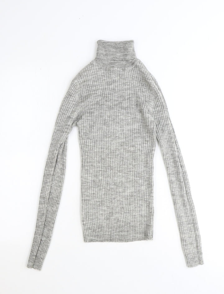 Brave Soul Womens Grey High Neck Polyester Pullover Jumper Size XS