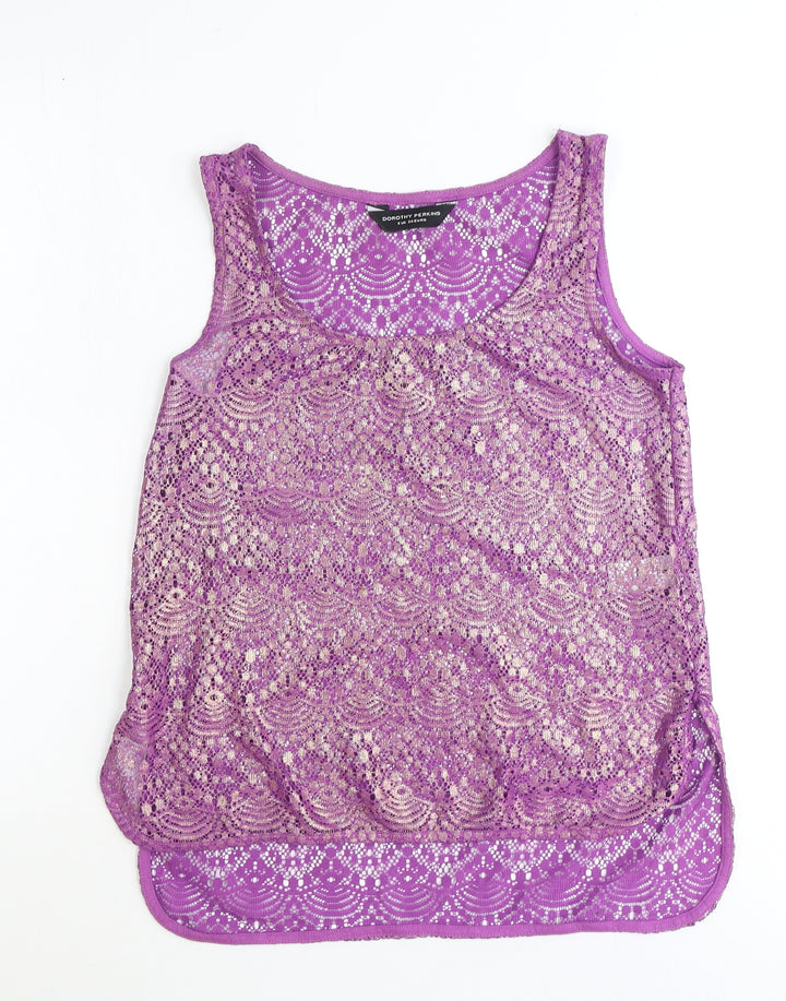 Dorothy Perkins Womens Purple Geometric Polyester Basic Tank Size 6 Scoop Neck