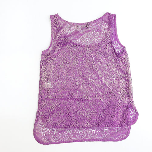 Dorothy Perkins Womens Purple Geometric Polyester Basic Tank Size 6 Scoop Neck