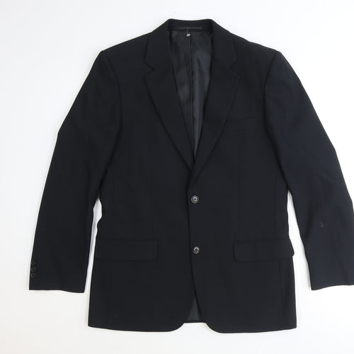 Petroleum Mens Black Polyester Jacket Suit Jacket Size 38 Regular