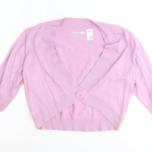 Preworn Womens Purple V-Neck Polyester Cardigan Jumper Size 14