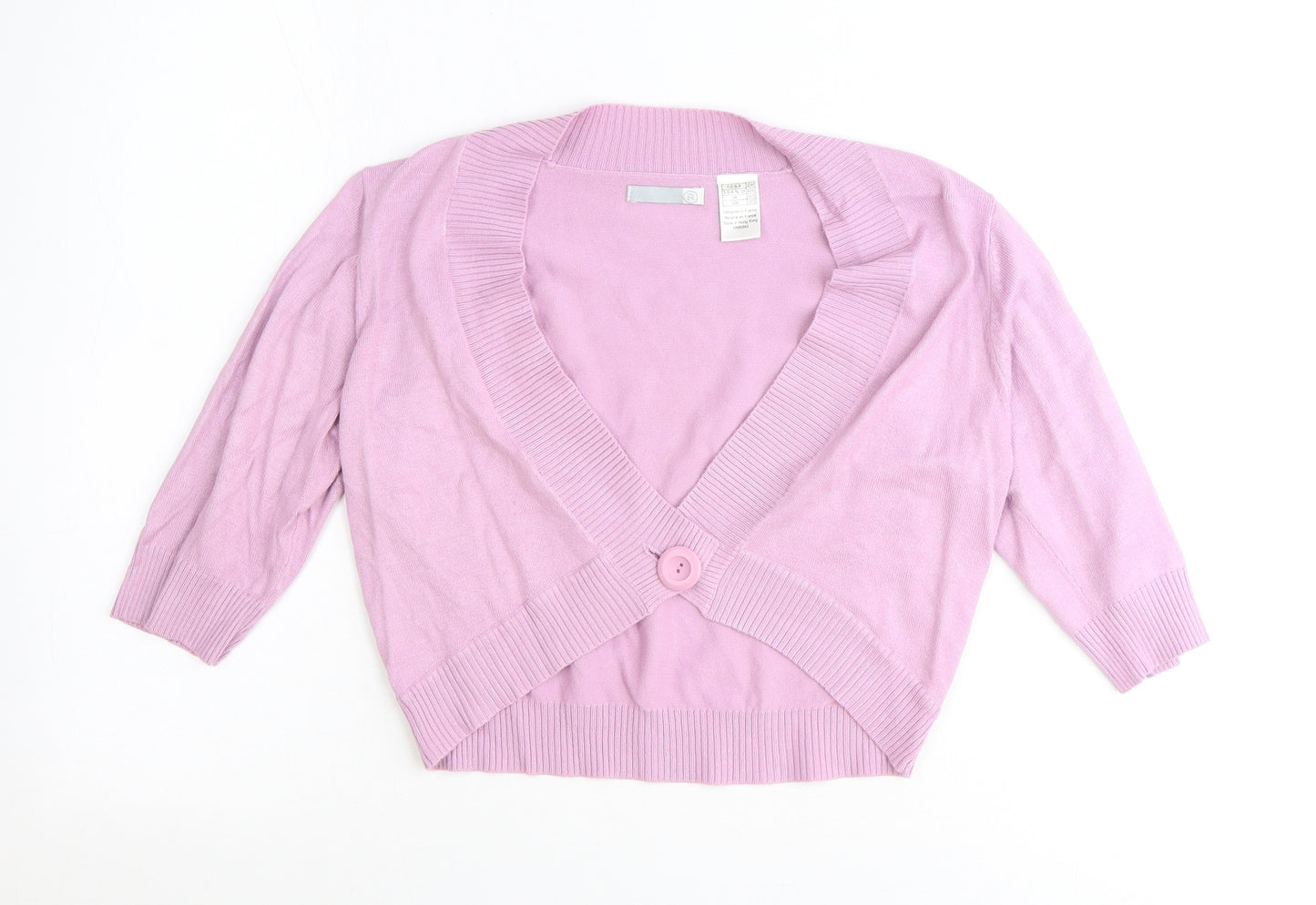 Preworn Womens Purple V-Neck Polyester Cardigan Jumper Size 14