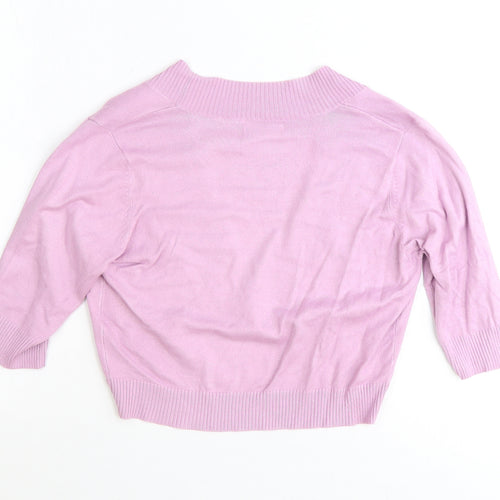 Preworn Womens Purple V-Neck Polyester Cardigan Jumper Size 14